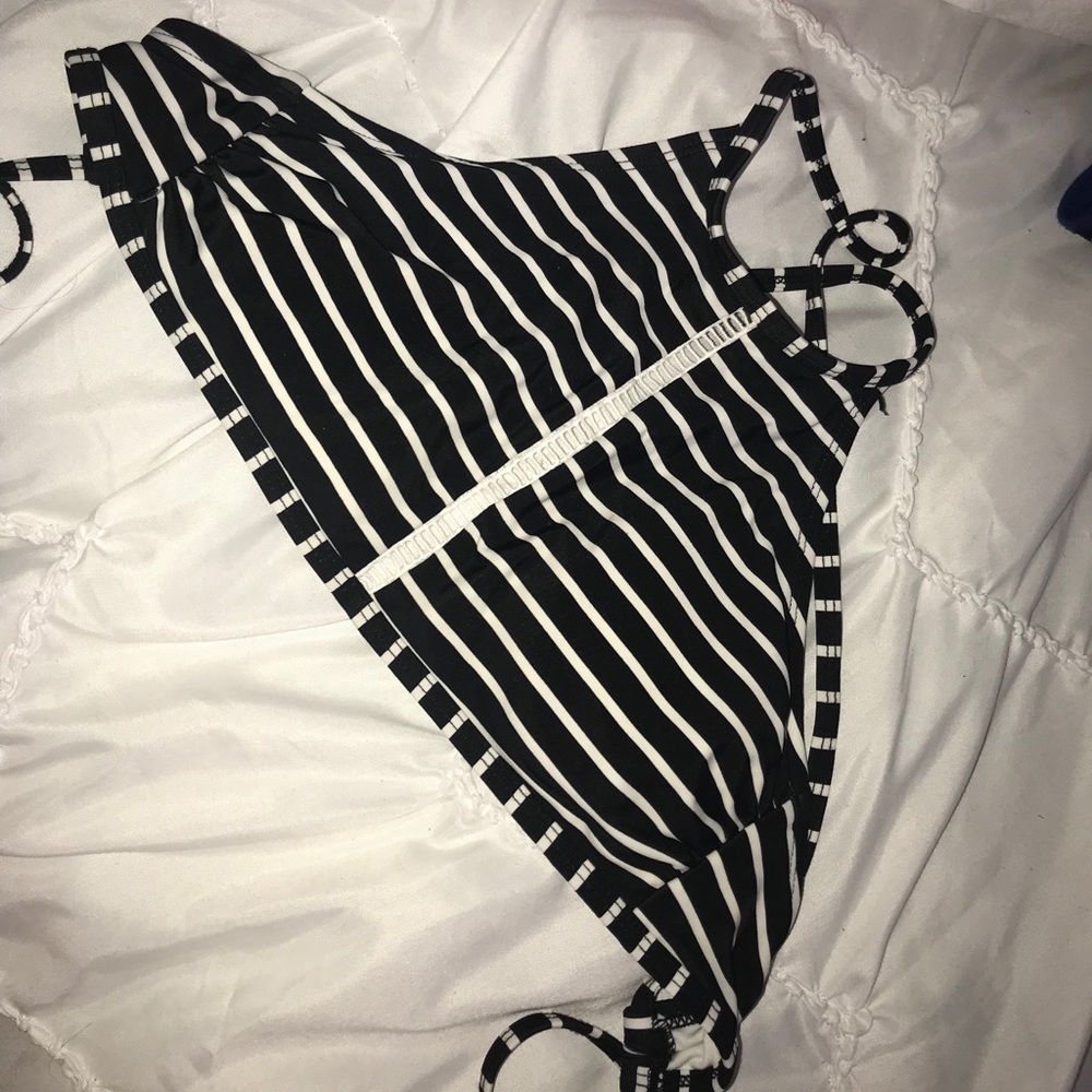 Striped haltered swim top
